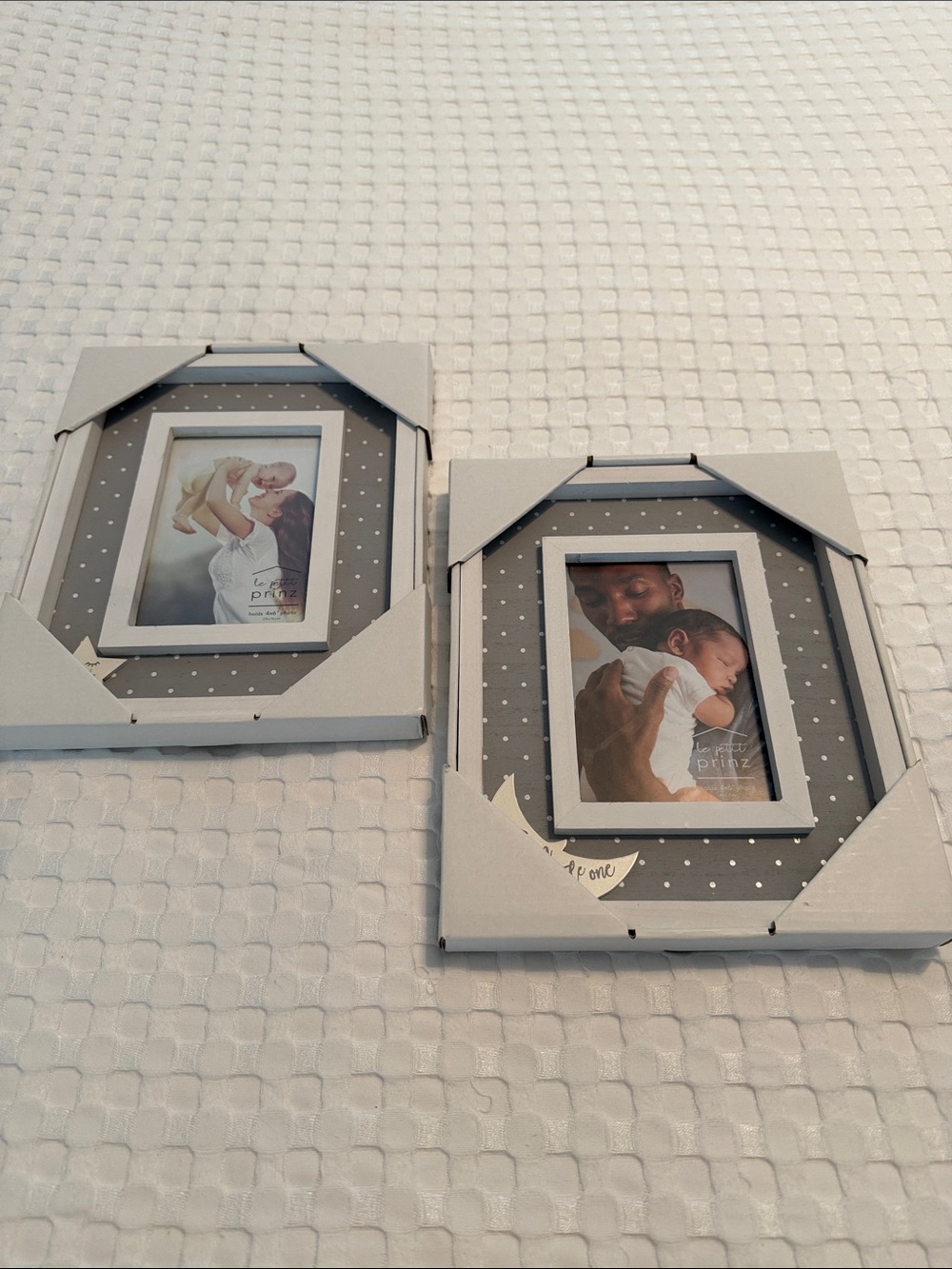 Gray Polka Dot Double Photo Frame Set - Modern Neutral Style